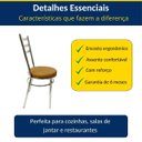 Ver imagem 2 de Conjunto de Mesa Redonda com 4 Cadeiras Cromadas Reforço Assento Caramelo e Tampo de Vidro