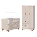 Ver imagem 2 de Berço Mini Cama com Guarda Roupa 3 Portas e 3 Gavetas Apolo Areia Fosco - Reller Móveis