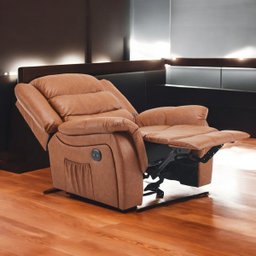 Poltrona do Papai Reclinável Elétrica Massageadora Ocean Corino Premium Marrom - 1