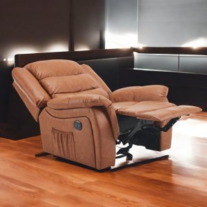 Poltrona do Papai Reclinável Elétrica Massageadora Ocean Corino Premium Marrom