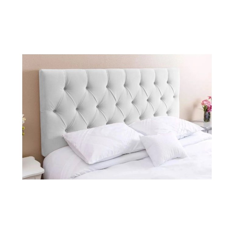 Cabeceira Casal 138 - Bello Box - Estilo Capitonê Tecido Sintético Branco Sem Strass