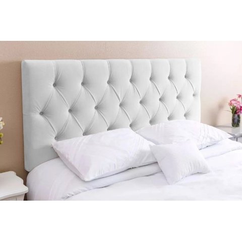 Cabeceira Casal 138 - Bello Box - Estilo Capitonê Tecido Sintético Branco Sem Strass