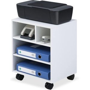 Suporte para Impressora com  Rodas e 4 Compartimentos Organizadores