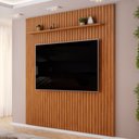 Ver imagem 2 de Painel Ripado para TV 75 pol Sala Quarto 250x240cm Lexa D05 Freijó - Lyam Decor