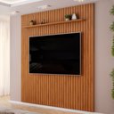 Ver imagem 6 de Painel Ripado para Tv 75 Pol Sala Quarto 250x240cm Lexa D05 Freijó - Lyam Decor