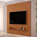 Ver imagem 1 de Painel Ripado para TV 75 pol Sala Quarto 250x240cm Lexa D05 Freijó - Lyam Decor