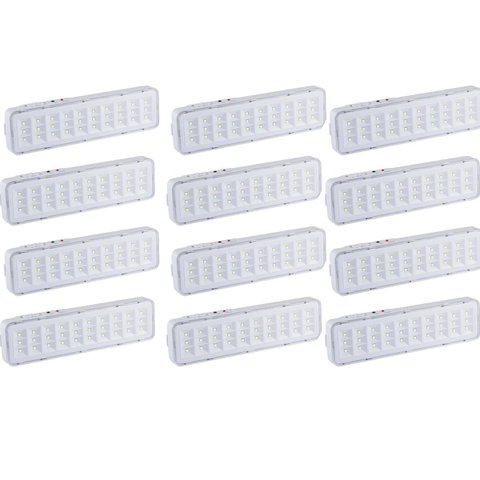 Luminaria de Emergência 30 Leds Recarregavel Kit 12 Lampada Bateria Bivolt