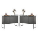 Ver imagem 1 de Armario Industrial 3 Portas Balso Conjunto 2 Peças - Preto Preto