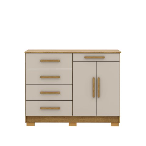 Cômoda Sapateira Sirius 5 Gavetas 2 Portas -  Nature/Fendi Vila Rica