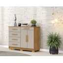 Ver imagem 2 de Cômoda Sapateira Sirius 5 Gavetas 2 Portas - Nature/Fendi Vila Rica