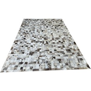 Tapete de couro cinza natural malhado 2,00x3,00 com bordas