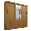 Ver imagem 1 de Guarda Roupa Casal com Espelho 3 Portas 9 Gavetas - Meridian -Cinamomo - Móveis D'Doro
