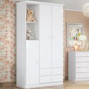 Ver imagem 1 de Guarda Roupa Infantil 3 Portas 2 Gavetas Bala de Menta Branco