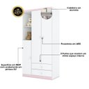 Ver imagem 3 de Guarda Roupa Infantil 3 Portas 2 Gavetas Bala de Menta Branco