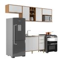 Ver imagem 2 de Cozinha Compacta Domus 6 Portas 3 Gavetas Nogal/branco - Hecol Móveis