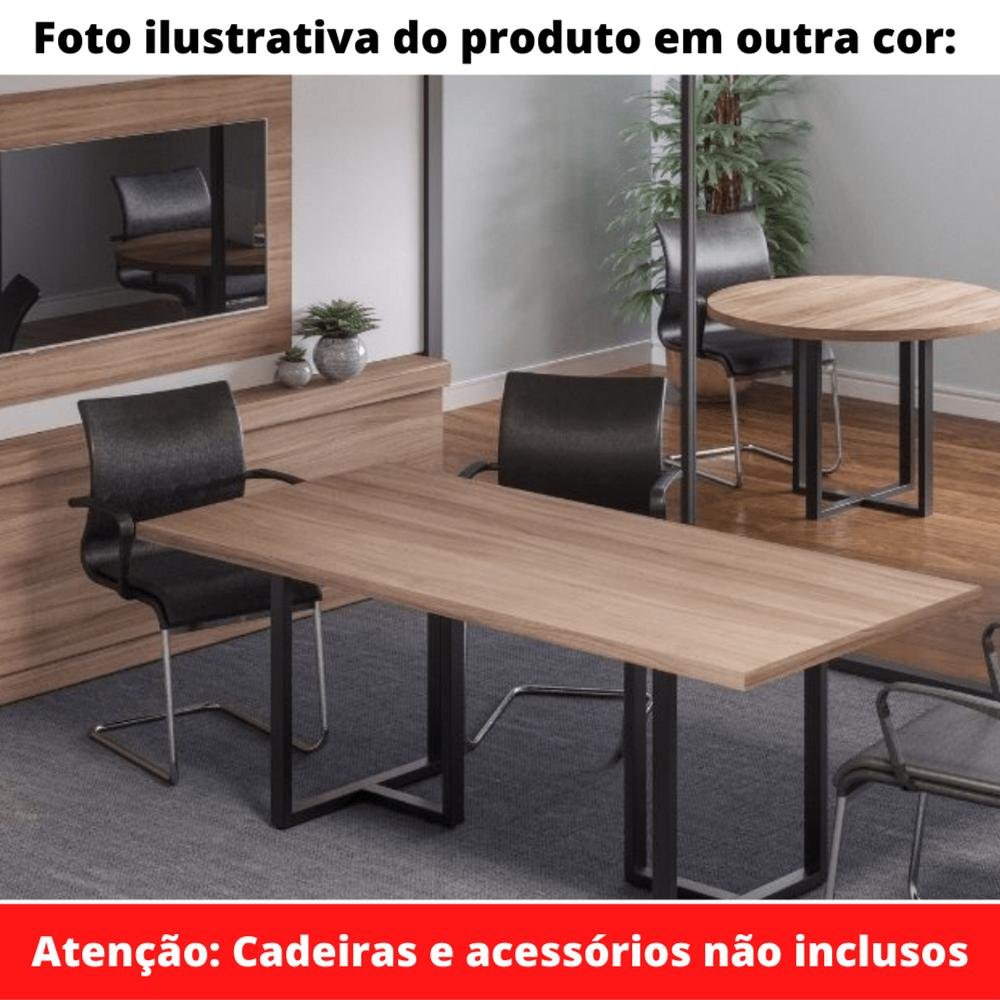 Mesa de Reunião Retangular 260 x 120 cm Pé Tubular PE25 em MDP Preta Base Preta - 2