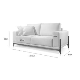 Sofá Living Fixo 3 Lugares Bellagio Linho OffWhite 01T 2,1m - 4