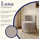 Ver imagem 2 de Poltrona Luna em Linho Pés de Madeira Assento Redondo Encosto Curvo Sala Moderna Premium - Bege