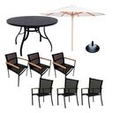 Ver imagem 1 de Kit Mesa Aluminio 1,40m, 6 Cadeiras Jardim Piscina + Guarda Sol