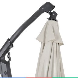 Ombrelone Guarda Sol Manivela Lateral Retrátil Alumínio 3m Proteção Uv Área Externa Praia Piscina - 7