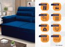 Ver imagem 2 de Sofá Retrátil Reclinável 3 Lugares com Molas 2,00m Quantum Suede Velut Azul - King House