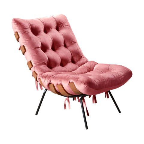 Poltrona Costela Cor:Suede Rosa 280