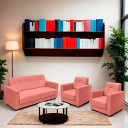 Sofá + 2 Poltrona para Sala de Estar Moderno Confortável Veneza Suede - 2