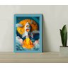 Quadro Decorativo Infantil Foguete Espacial + Vidro 33x25:azul - 1