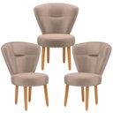 Ver imagem 1 de Kit 3 Poltronas para Recepção Camarim Sala de Jantar Ergonômica Tecido Veludo Pés de Madeira