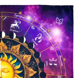 Toalha Tarot Tecido Exú Bandeira Cigana 70cm- Escolha Modelo:toalha Zodiaco Sol Signo - 4