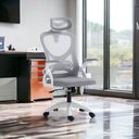 Ver imagem 2 de Cadeira de Escritório Office Giratória City em Tela Mesh com Apoio de Cabeça Cinza G56 - Gran Belo