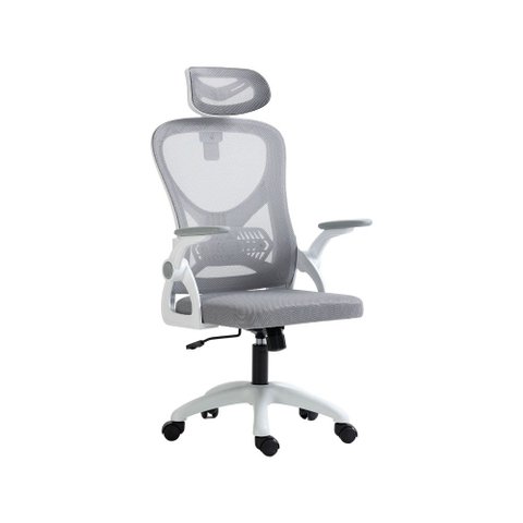 Cadeira de Escritório Office Giratória City em Tela Mesh com Apoio de Cabeça Cinza G56 - Gran Belo