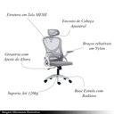 Ver imagem 3 de Cadeira de Escritório Office Giratória City em Tela Mesh com Apoio de Cabeça Cinza G56 - Gran Belo