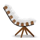 Ver imagem 4 de Kit 02 Poltronas Giratória Costela Corino Branco Base Madeira MA25 - D’Rossi