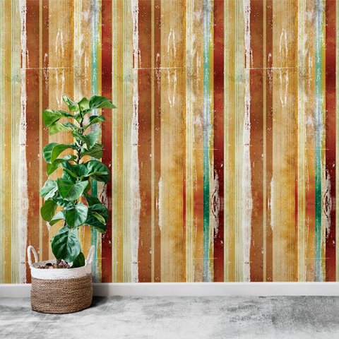 Papel de Parede Madeira Velha Arte Destaque 2,50 Metros