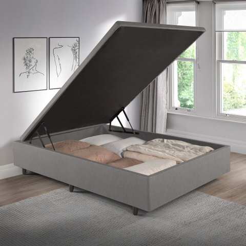 Cama Box Baú Viúva 128x188x42cm Courino Linho com Pistão a Gás