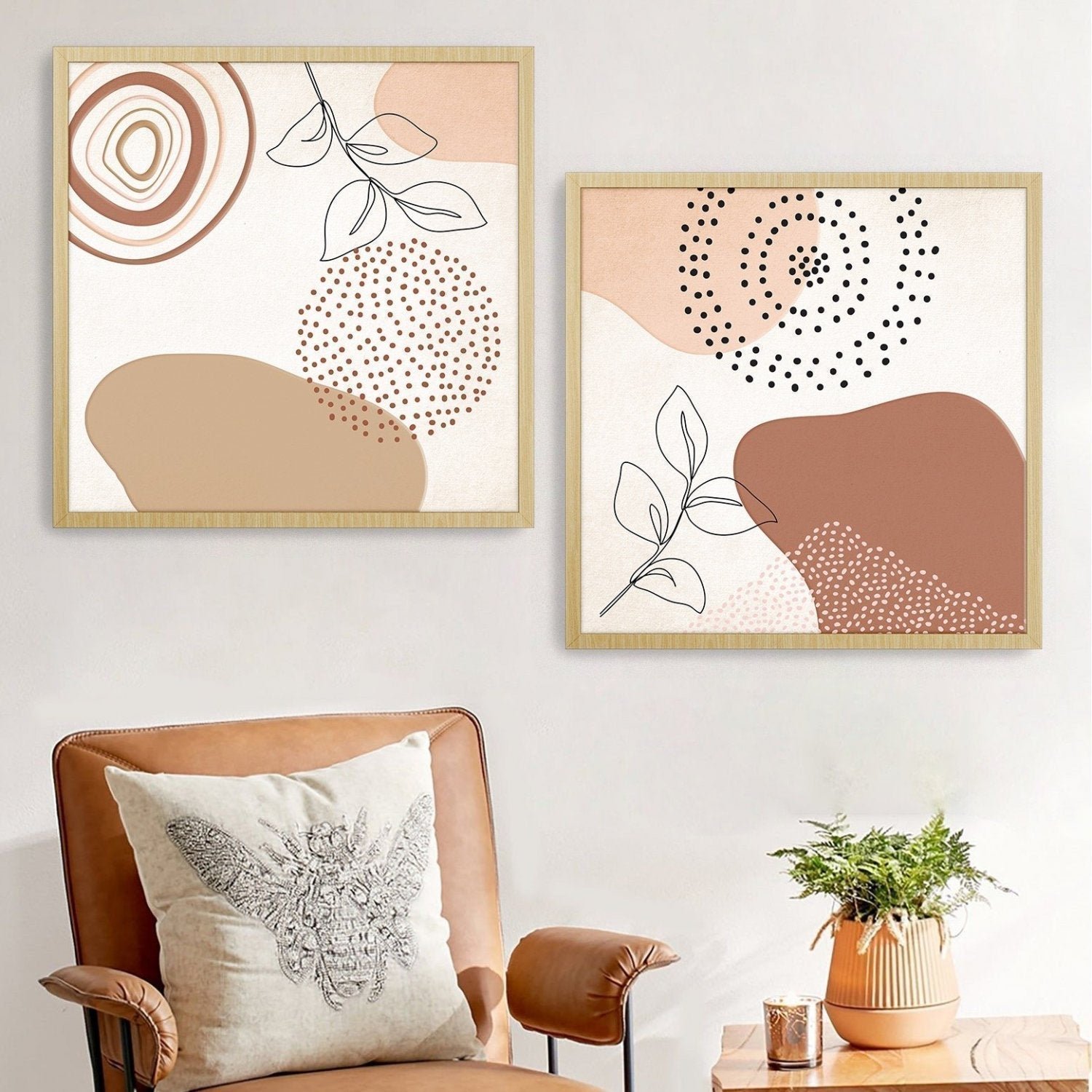 Quadro Orgânico com Vidro Conjunto com 2 Partes 60x60cm Belchior - 1