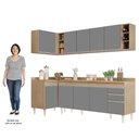Ver imagem 5 de Armário de Cozinha Modulado de Canto Direito 5 Peças Cp44 Balcão com Tampo Castanho/cinza - Lumil Lu