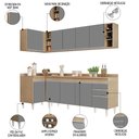 Ver imagem 3 de Armário de Cozinha Modulado de Canto Direito 5 Peças Cp44 Balcão com Tampo Castanho/cinza - Lumil Lu
