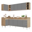 Ver imagem 1 de Armário de Cozinha Modulado de Canto Direito 5 Peças Cp44 Balcão com Tampo Castanho/cinza - Lumil Lu