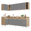 Ver imagem 2 de Armário de Cozinha Modulado de Canto Direito 5 Peças Cp44 Balcão com Tampo Castanho/cinza - Lumil Lu