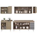 Ver imagem 6 de Armário de Cozinha Modulado de Canto Direito 5 Peças Cp44 Balcão com Tampo Castanho/cinza - Lumil Lu