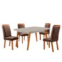 Ver imagem 1 de Mesa de Jantar Copper Lorena 120cm Tampo MDF Vidro Canto Copo com 4 Cadeiras Moderna Mobília