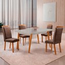 Ver imagem 7 de Mesa de Jantar Copper Lorena 120cm Tampo MDF Vidro Canto Copo com 4 Cadeiras Moderna Mobília