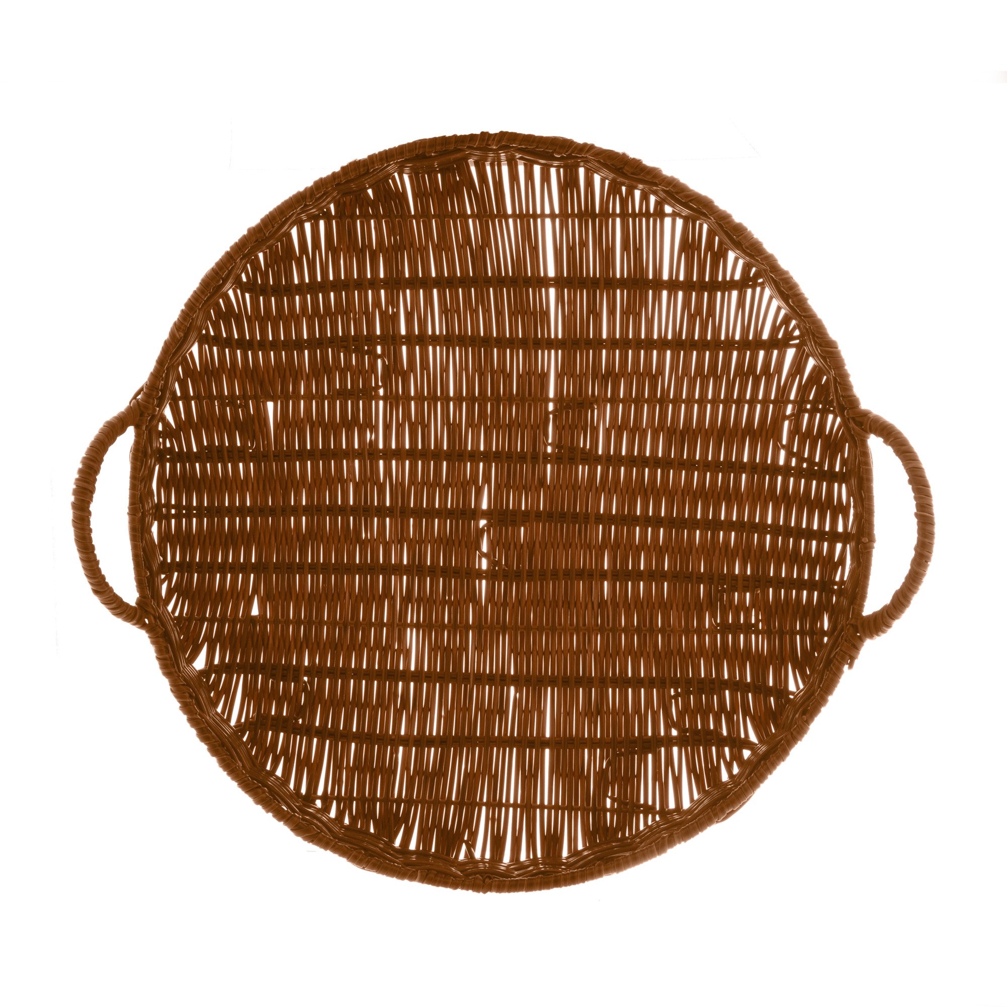 Bandeja de Rattan Marrom Redonda Com Alça 38cm Lyor - 4