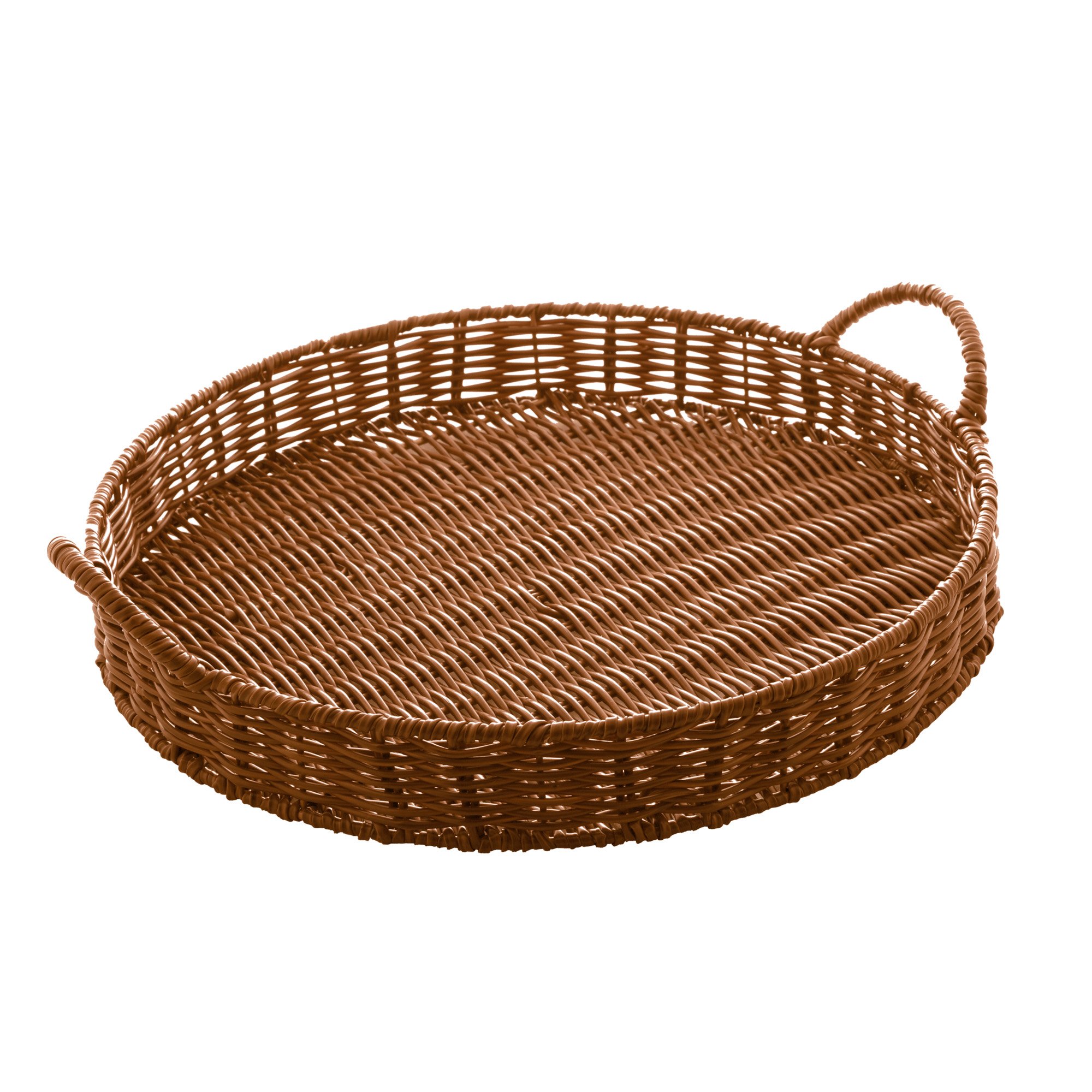 Bandeja de Rattan Marrom Redonda Com Alça 38cm Lyor - 1