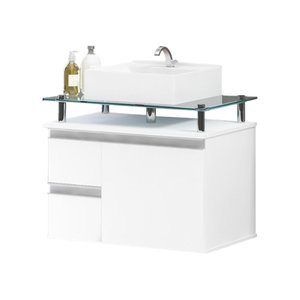 Gabinete Banheiro 2 Gavetas 1 Porta Diamante 60cm - Branco