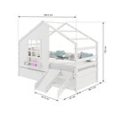 Ver imagem 3 de Cama Casinha com Janela com 02 Gavetas e Escada/escorregador Madeira Maciça Branco Housin
