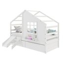 Ver imagem 4 de Cama Casinha com Janela com 02 Gavetas e Escada/escorregador Madeira Maciça Branco Housin
