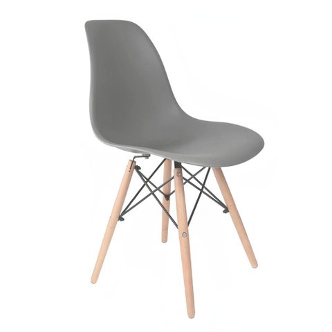 Cadeira Eames Dsw Madeira Cinza Brazão em Polipropileno para Sala e Escritório